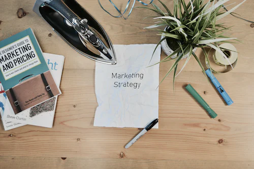 Marketing strategy paper on a desk