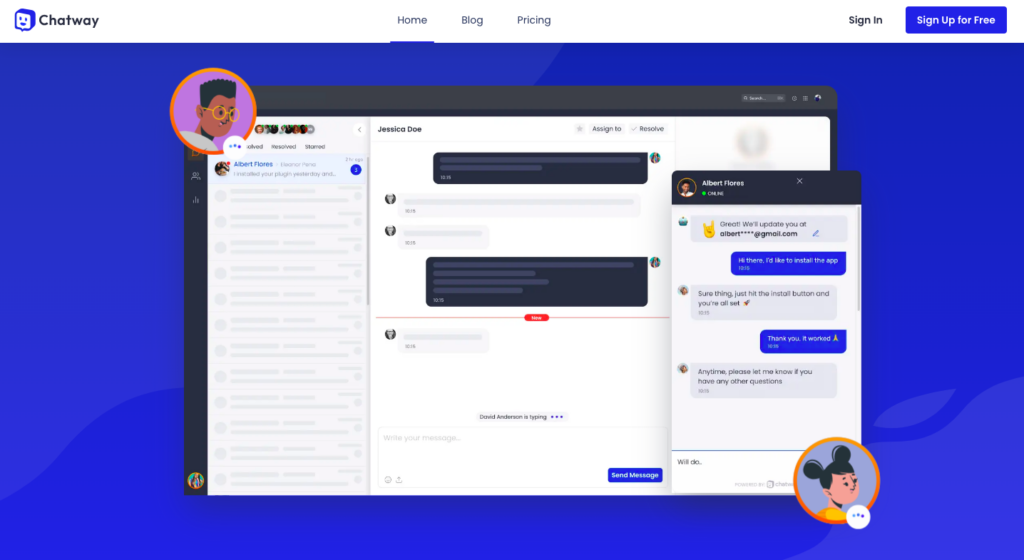 Chatway live chat interface