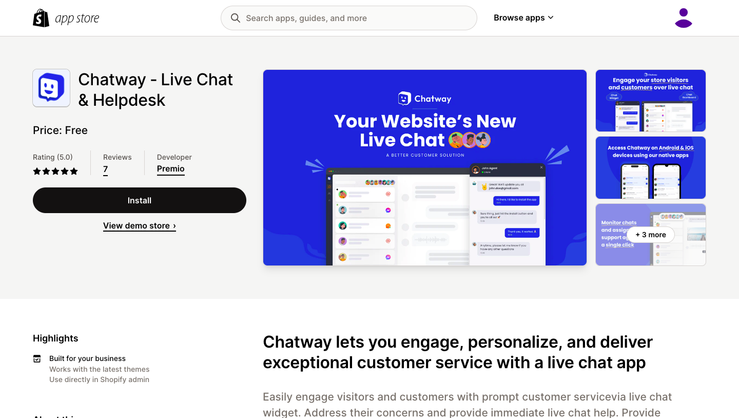 Chatway live chat on Shopify