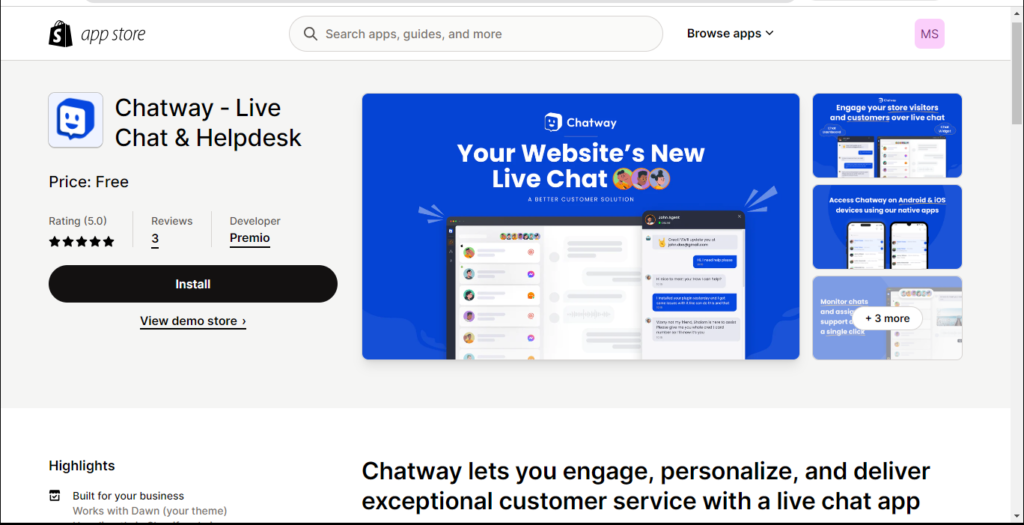 Chatway live chat Shopify Inbox alternative