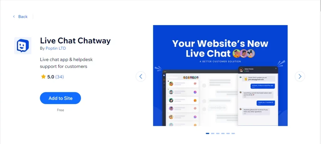 Chatway wix live chat app