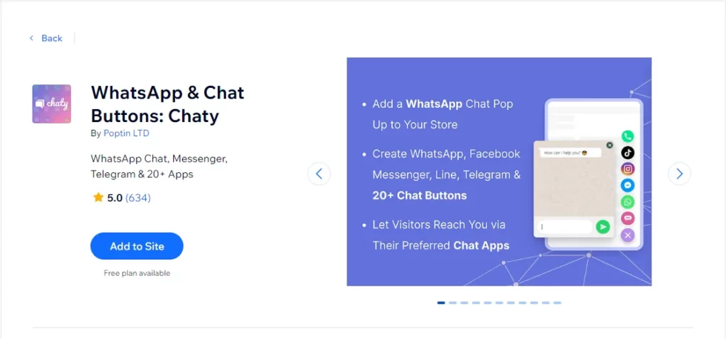 Chaty wix live chat button