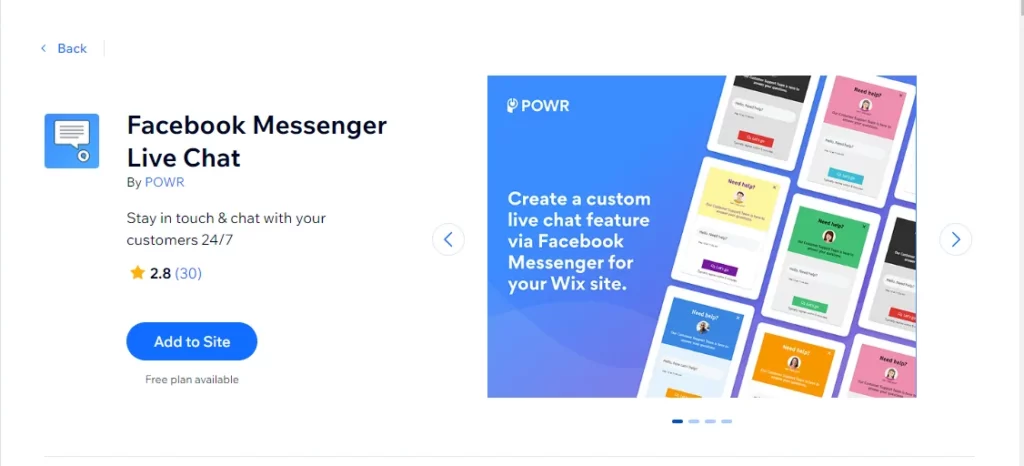 Facebook Messenger live chat app