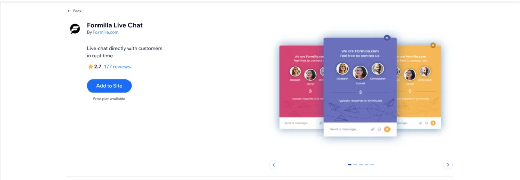 Formilla Live Chat wix chat tool