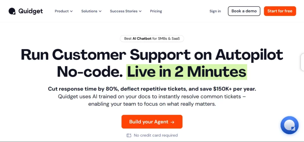 Quidget live chat AI chatbot