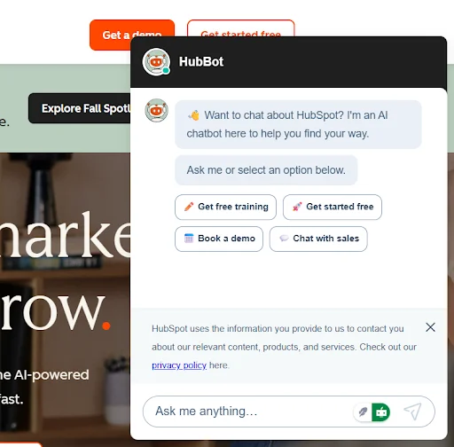 Hubspot Live chat AI testing